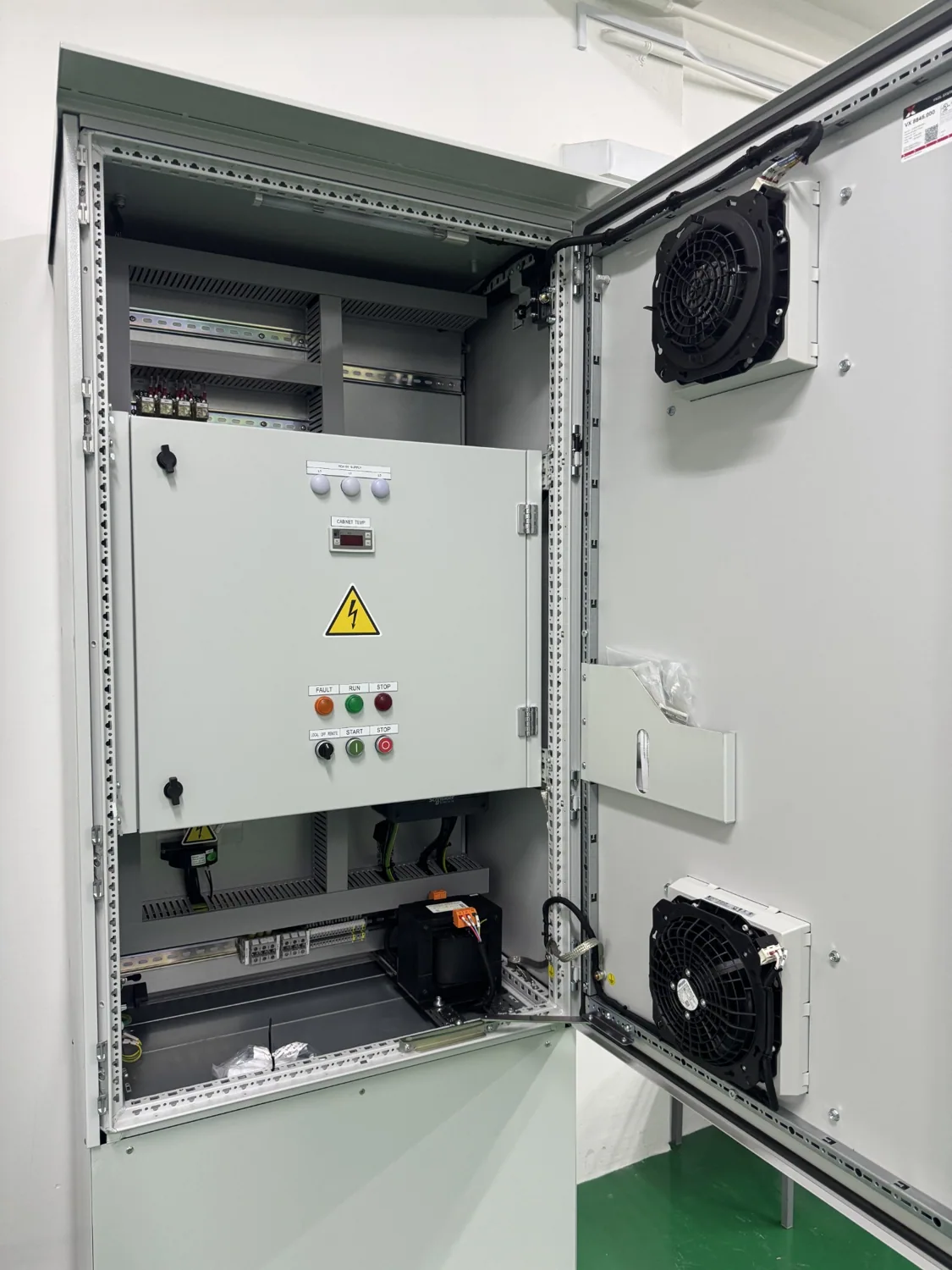 VFD panel interior and operator controls